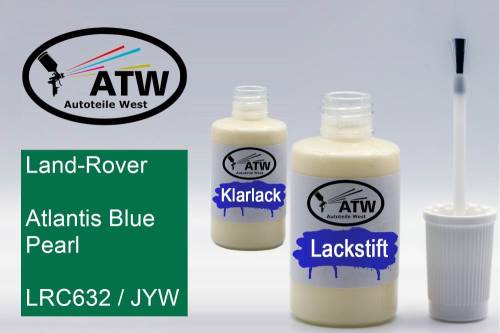 Land-Rover, Atlantis Blue Pearl, LRC632 / JYW: 20ml Lackstift + 20ml Klarlack - Set, von ATW Autoteile West.